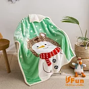 【iSFun】童趣動物*雙層保暖法蘭絨單人被毛毯/100x140cm 綠色雪人