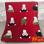 【iSFun】紅褲北極熊＊保暖珊瑚絨毛毯/100x75cm 紅