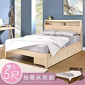 Homelike 喜家居雙人5尺附插座抽屜床組(二色)(2262) 象牙白