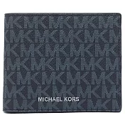 MICHAEL KORS 滿版LOGO防刮PVC皮革短夾-深藍