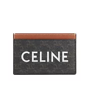 CELINE TRIOMPHE Logo 印花名片/卡片夾 (焦糖色)