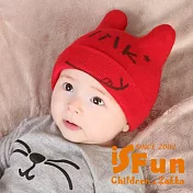 【iSFun】愛喝牛奶＊微笑嬰兒保暖毛線帽 紅
