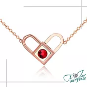 【伊飾童話】一生鎖愛＊心型鈦鋼玫瑰金項鍊  紅鑽