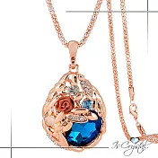 【伊飾晶漾】愛的稻穗＊薔薇水晶玫瑰金長鍊  藍