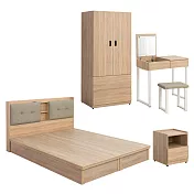 IDEA-MIT寢室傢俱雙人五尺五件組 暖棕原木