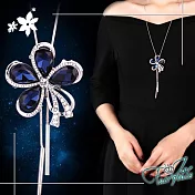 【伊飾童話】藍漾百合＊水晶鑽流蘇伸縮長鍊  銀白藍