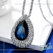 【伊飾童話】天使之眼＊藍水滴碎鑽長鍊  銀白藍