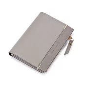 【L.Elegant】時尚磨砂框邊二折款 短夾 零錢包(共3色)B745 灰色