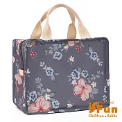 【iSFun】童話夢遊＊鋪棉保溫保冷方型便當袋  灰碎花