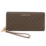 MICHAEL KORS 滿版LOGO皮革長夾 咖粉
