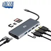 【ADESSO】9合1 Type-C 雙HDMI 支援8K 多功能轉接 HUB集線器 AUH-4040