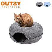 OUTSY舒適羊毛氈可拆式多用甜甜圈貓隧道/貓窩 灰色