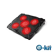 逸奇e-Kit 11cm紅光五風扇_酷涼筆電散熱墊_17吋以下皆可使用 CKT-K11 -黑色款