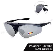 【SUNS】上翻式偏光墨鏡 輕量運動Polarized墨鏡 男女適用 防眩光 抗UV400 S251 黑框白水銀