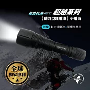 【JP嚴選-捷仕特】超越系列-超強光動力鋰電池手電筒 黑色【附高容量鋰電池+單槽充電座】