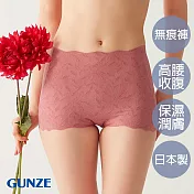 【日本GUNZE】雙重保水潤膚無痕高腰內褲 L 紅色