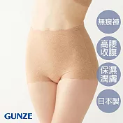 【日本GUNZE】雙重保水潤膚無痕高腰內褲(KB1662-CMB) L 膚色