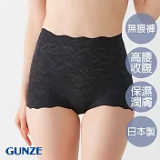 【日本GUNZE】雙重保水潤膚無痕高腰內褲 L 黑色