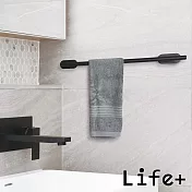 Life+ 不鏽鋼3M拉絲單桿毛巾架/免打孔毛巾桿 40cm 2色任選 消光黑