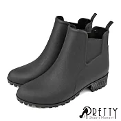 【Pretty】女 雨靴 雨鞋 短靴 切爾西 無毒環保 防水 粗跟 台灣製 EU36 黑色