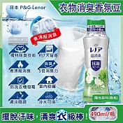 日本P&G Lenor蘭諾-煮沸般超消臭汗味衣物除臭芳香顆粒香香豆490ml/瓶(香氛柔軟精,洗衣槽防黴,室內晾曬防臭劑,滾筒直立洗衣機適用) 陽光森林(綠色)