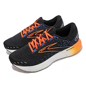 Brooks 慢跑鞋 Glycerin 20 2E 男鞋 黑藍 橘 寬楦 甘油系列 20代 氮氣中底 運動鞋 1103822E035