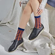 【Wonderland】日系格紋學院風中筒襪(5色) FREE 藍色