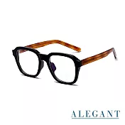【ALEGANT】經典質感海曜黑威靈頓框插芯設計板材UV400濾藍光眼鏡