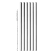 《VEGA》清潔刷+玻璃直吸管6入 | 環保吸管 飲料杯 手搖杯 - 23cm