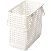 日本Like-it|[窄款]隙縫型多功能可堆疊收納籃 洗衣籃 L(單個) 白色