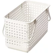 日本Like-it|[窄款]隙縫型多功能可堆疊收納籃 洗衣籃 M(單個) 白色