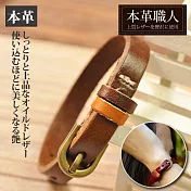 『本革職人』經典簡約風格植鞣皮革手環 -咖啡色