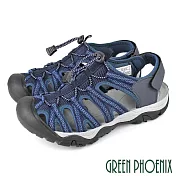 【GREEN PHOENIX】男 涼鞋 運動涼鞋 溯溪鞋 網布 束帶 休閒 護趾 水陸兩棲 EU45 藍色