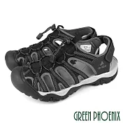 【GREEN PHOENIX】男 涼鞋 運動涼鞋 溯溪鞋 網布 束帶 休閒 護趾 水陸兩棲 EU41 黑色