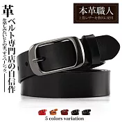 『本革職人』真皮-中性百搭針扣式復古仿舊皮帶 -黑色