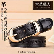 『本革職人』真皮-率性自我大人氣馬蹄造型針扣式皮帶 -黑色