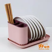 【iSFun】優雅歐風*瀝水盤筷子餐具架 粉
