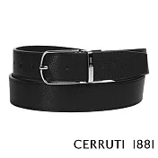 【Cerruti 1881】限量3折 義大利頂級小牛皮皮帶 全新專櫃展示品 CECT06156M(黑色 附送禮提袋)