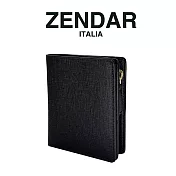 【ZENDAR】限量1折 頂級NAPPA小牛皮防刮十字紋女用短夾 黛安娜系列 全新專櫃展示品 黑色