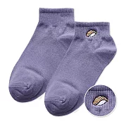 【ONEDER旺達棉品】韓系電繡1/2中統羅紋襪 柔棉刺繡襪 台灣製棉襪- 藍紫(壽司) GK-A305