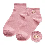 【ONEDER旺達棉品】韓系電繡1/2中統羅紋襪 柔棉刺繡襪 台灣製棉襪- 玫粉(牛角麵包) GK-A307