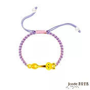 j’code真愛密碼金飾 好命小兔硬金編織手鍊-粉紫