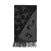 COACH 滿版LOGO羊毛圍巾 黑