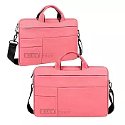 14/15.4吋 極簡PLUS 雙拉鍊防潑水 隱藏手提隔層電腦包 輕便平板筆電肩背側背包 佳人粉