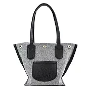 LONGCHAMP ESSENTIAL系列羊毛拼接帆布撞色前口袋肩揹包(迷你) 灰