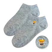 【ONEDER旺達棉品】韓系電繡船襪 柔棉刺繡襪 台灣製棉襪- 灰色(珍奶) GK-E102