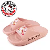 【HELLO KITTY】女 拖鞋 浴室拖鞋 凱蒂貓 花漾 兔兔 輕量 厚底 舒壓 防水 室內 室外 寬版 JP22 淺橙色