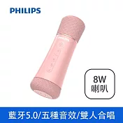 【Philips 飛利浦】聲彩飛揚唱放一體K歌麥克風 粉紅小蠻腰 (DLM9317CP) 粉紅色