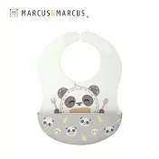 【MARCUS＆MARCUS】動物樂園大口袋寬版矽膠立體圍兜-貓熊