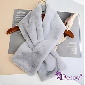 【Decoy】典雅兔毛＊加厚交叉固定保暖圍巾  灰